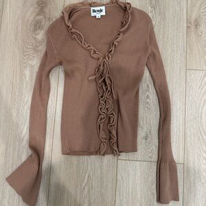 Rouje Brown Ruffle Cardigan